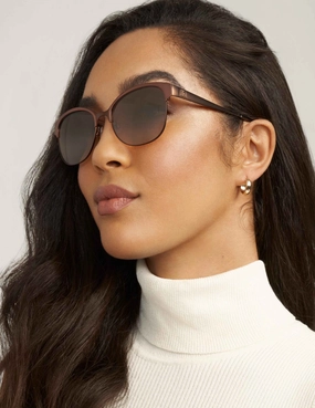 Mocha Two-Tone Metal Square Sunglasses