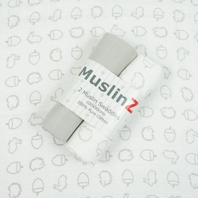 MuslinZ Muslin Swaddles 100x90cm 2 pcs - Grey