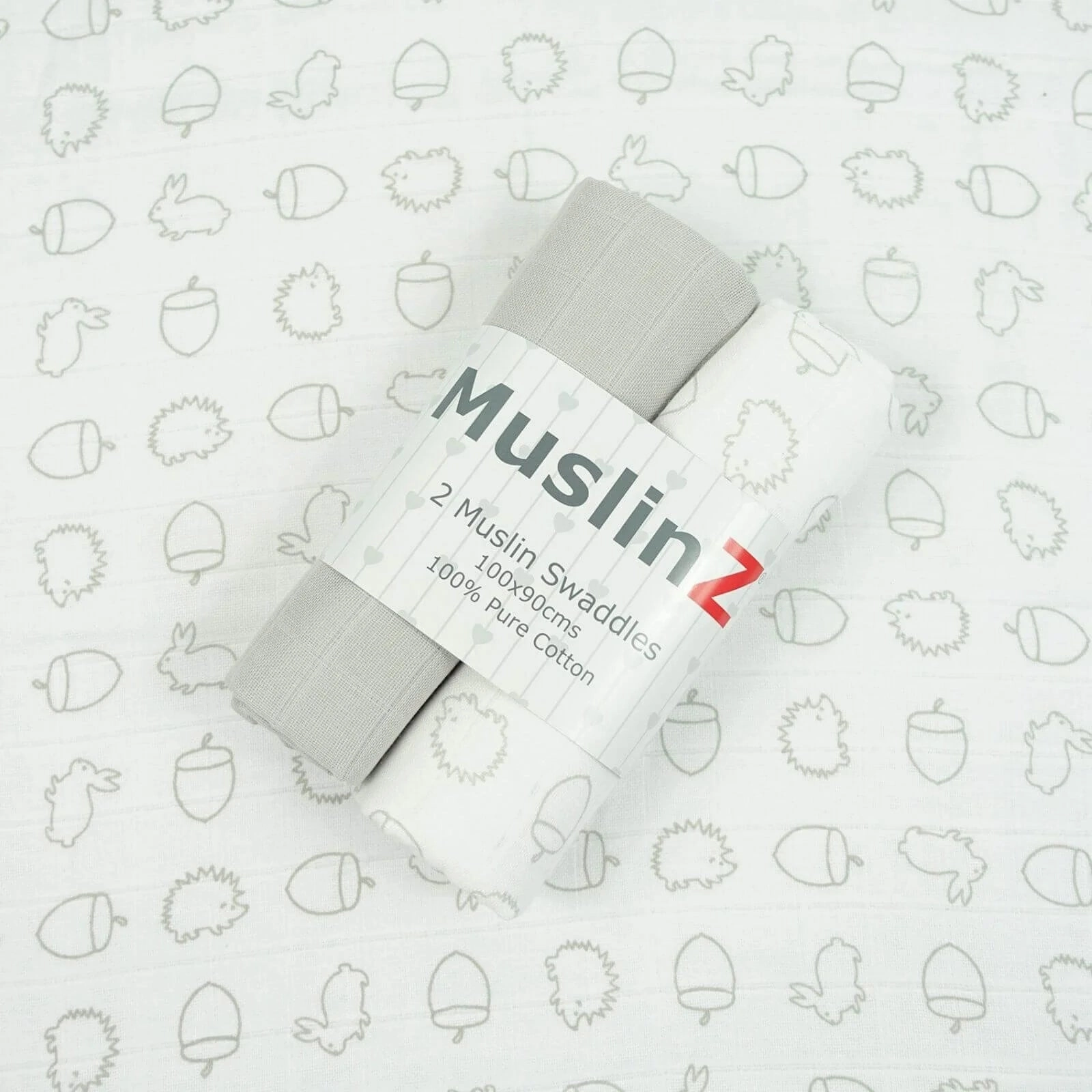 MuslinZ Muslin Swaddles 100x90cm 2 pcs - Grey