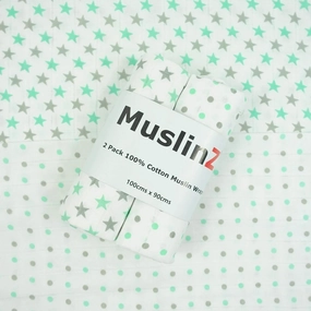 MuslinZ Muslin Swaddles 100x90cm 2 pcs - Mint