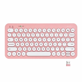 Onn. HOPRL100094881 Backlit Mini Wireless Office Keyboard with USB Receiver, Pearl Blush Pink