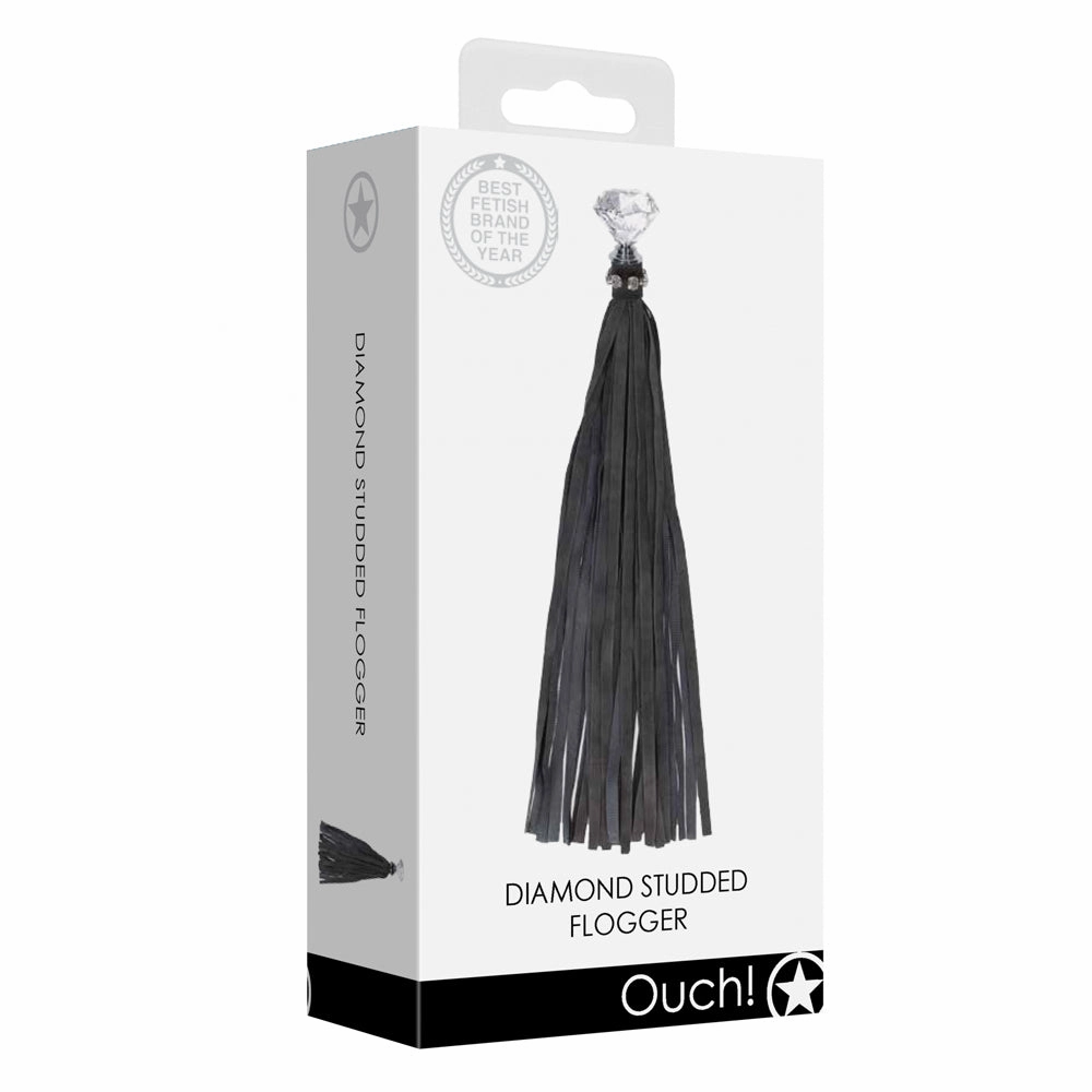 Ouch! Diamond Studded Faux Leather Flogger