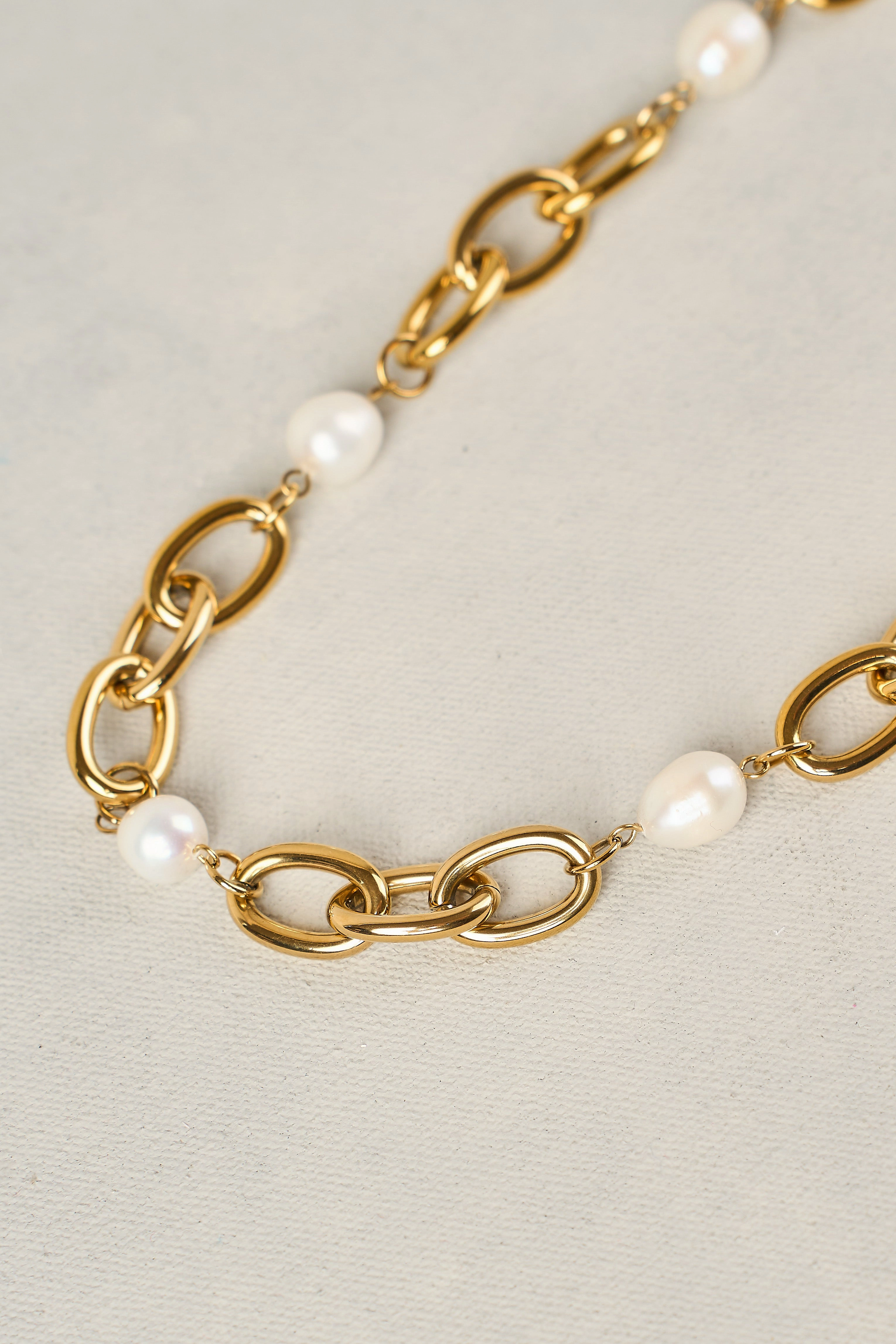 Pearl and Chain 2 in 1 Necklace - Gold
