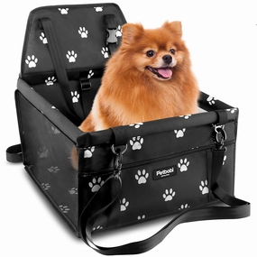 Petbobi P3011-BK Dog Car Booster Seat Travel Carrier for Dog Cat Portable Travel Bag with Seat Belt Safety Stable for Travel Pet Car Seat with Clip on Leash and Storage Package