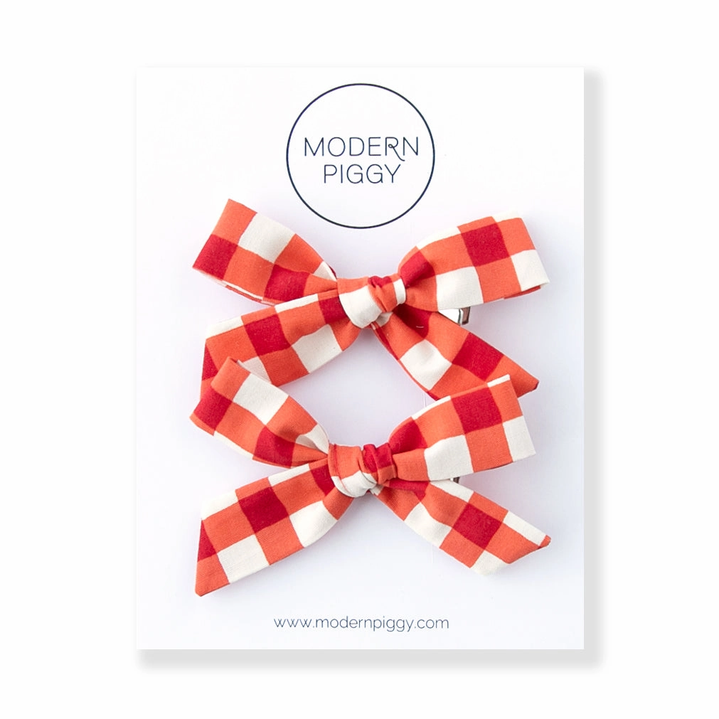 Pigtail Set Hand-Tied Bow - Alligator Clip