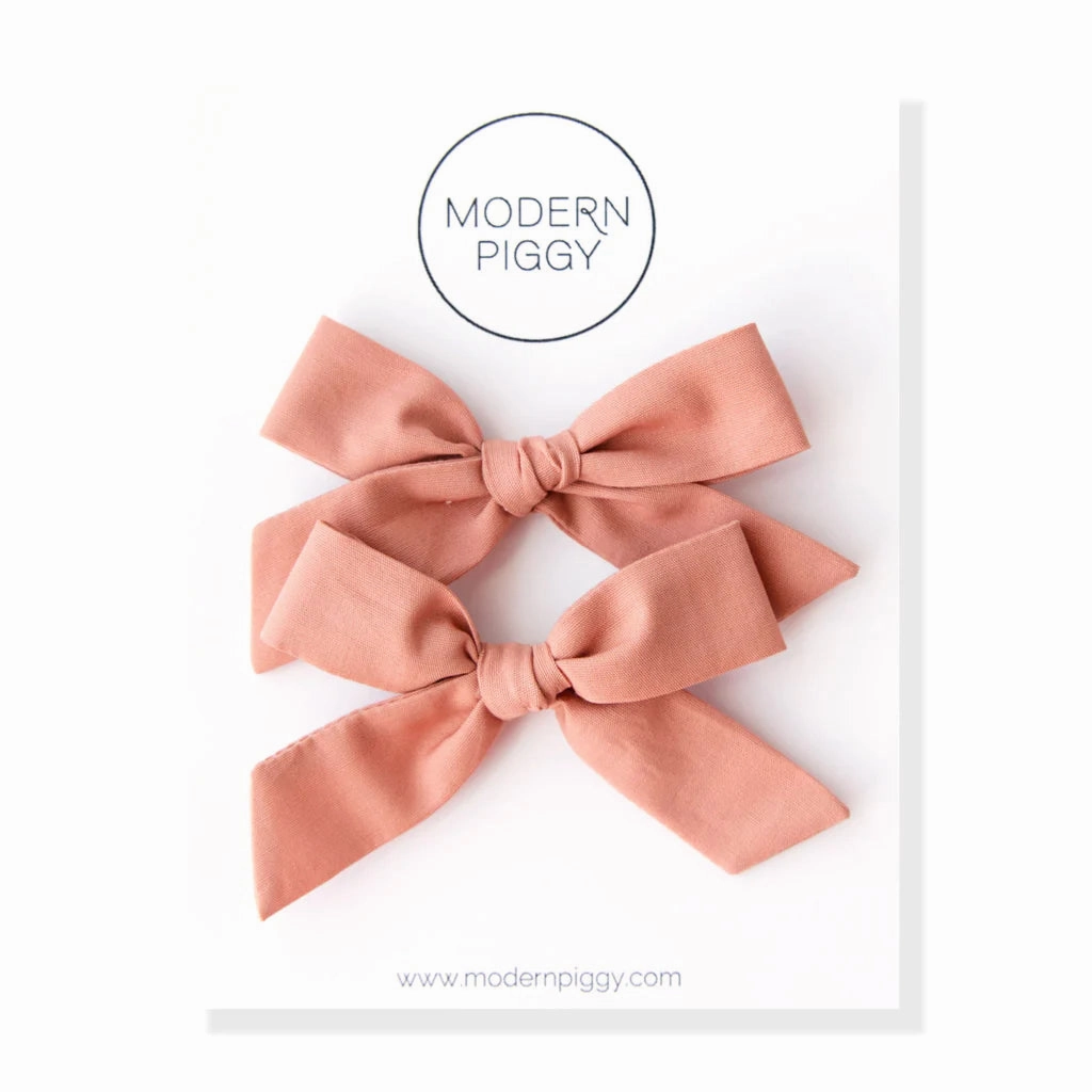 Pigtail Set Hand-Tied Bow - Alligator Clip