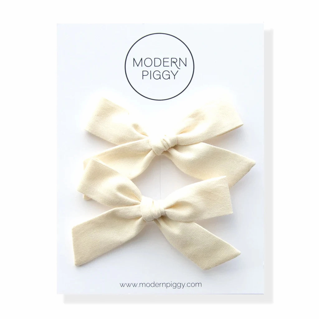 Pigtail Set Hand-Tied Bow - Alligator Clip