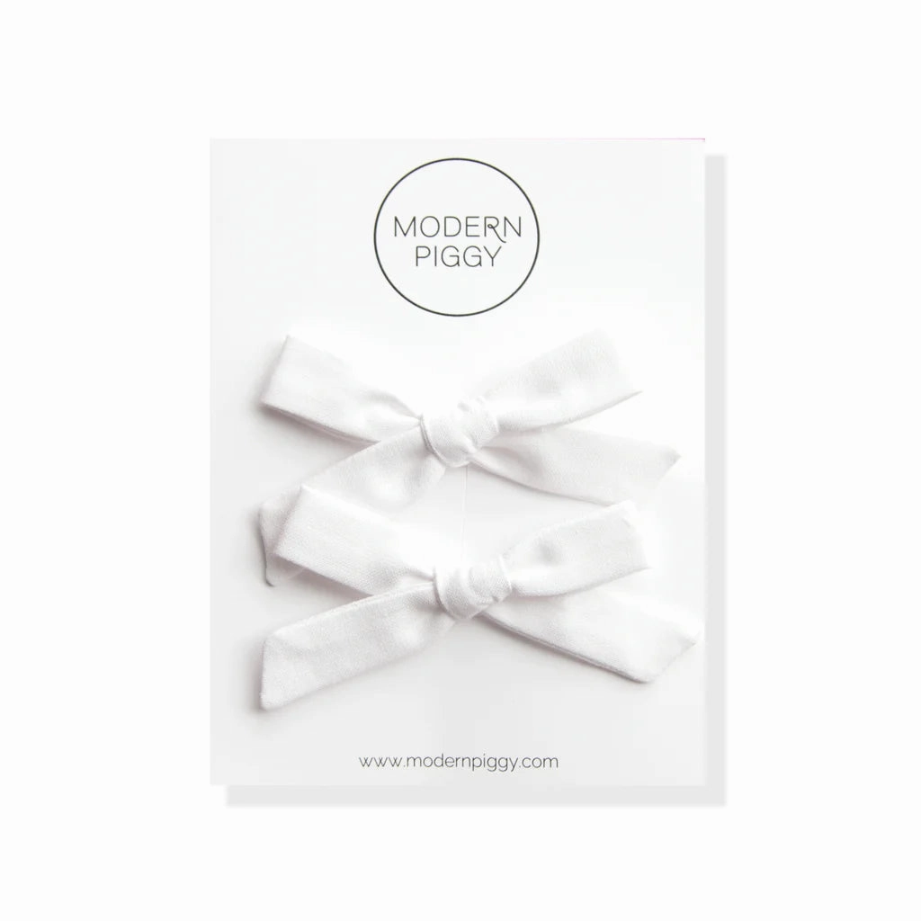 Pigtail Set Hand-Tied Bow - Alligator Clip