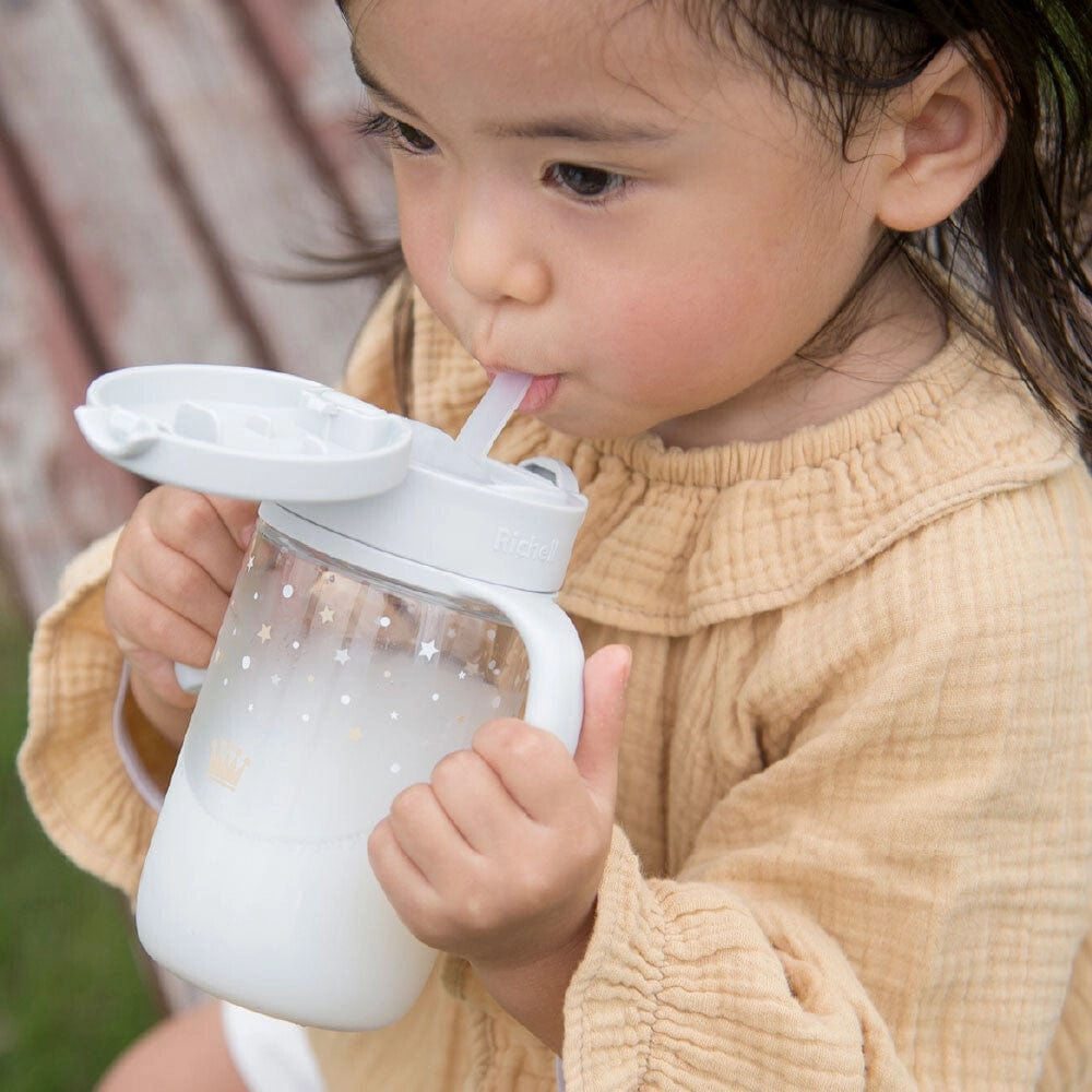 Richell - Axstars Baby Straw Cup Clear Tritan Training Water Bottle Mug
