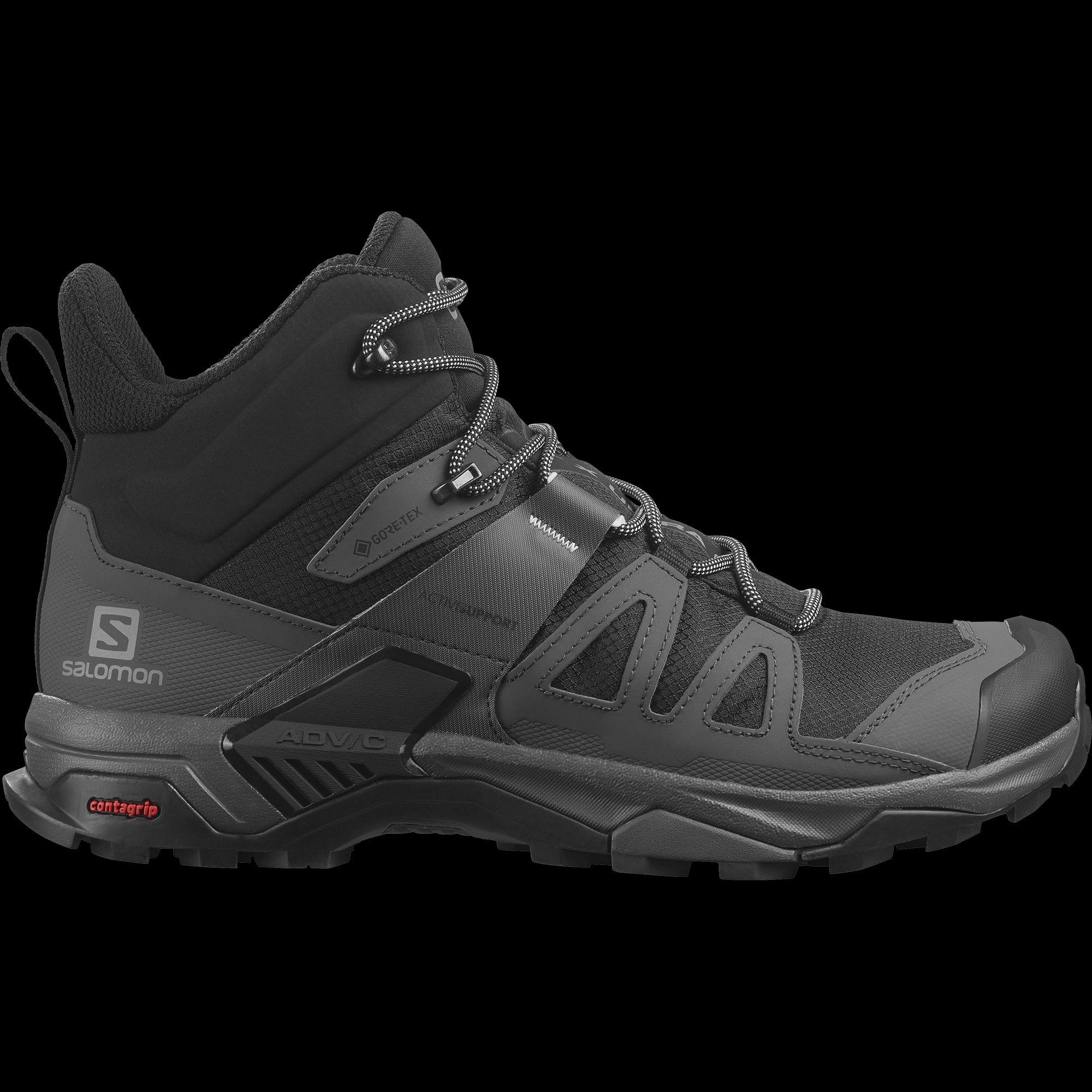 Salomon L41383400 X Ultra 4 Mid GORE-TEX Hiking Boots for Men - Black/Magnet/Pearl Blue - 12M