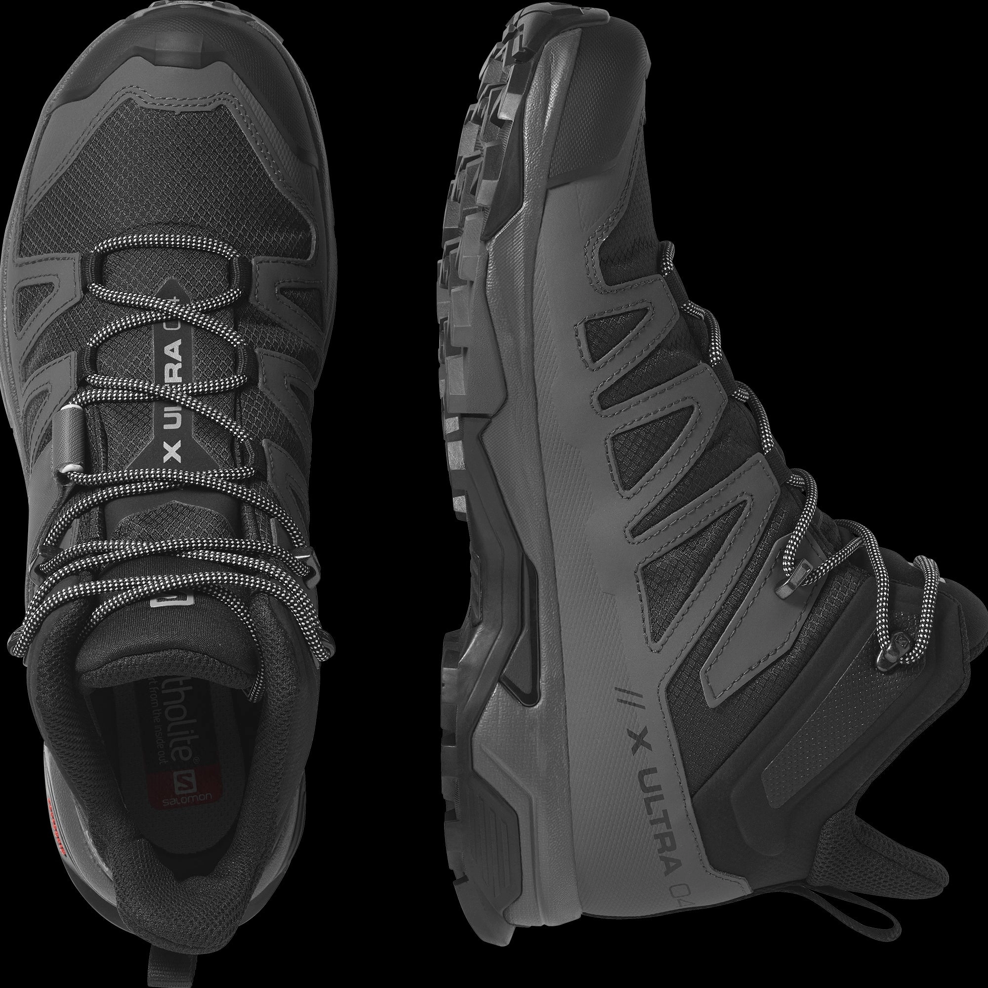 Salomon L41383400 X Ultra 4 Mid GORE-TEX Hiking Boots for Men - Black/Magnet/Pearl Blue - 12M