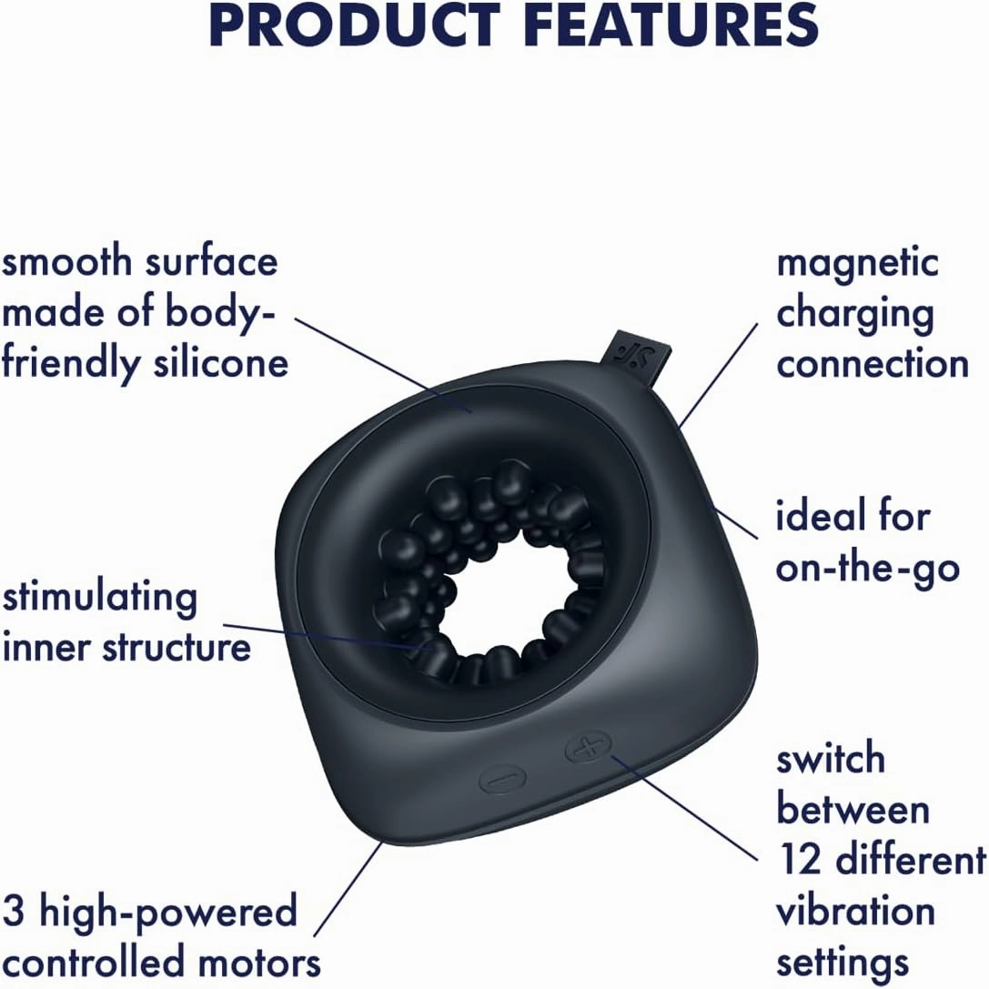 Satisfyer - Ring Stroker Pocket Size Vibrating Masturbator (Black)