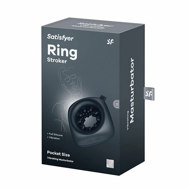 Satisfyer - Ring Stroker Pocket Size Vibrating Masturbator (Black)
