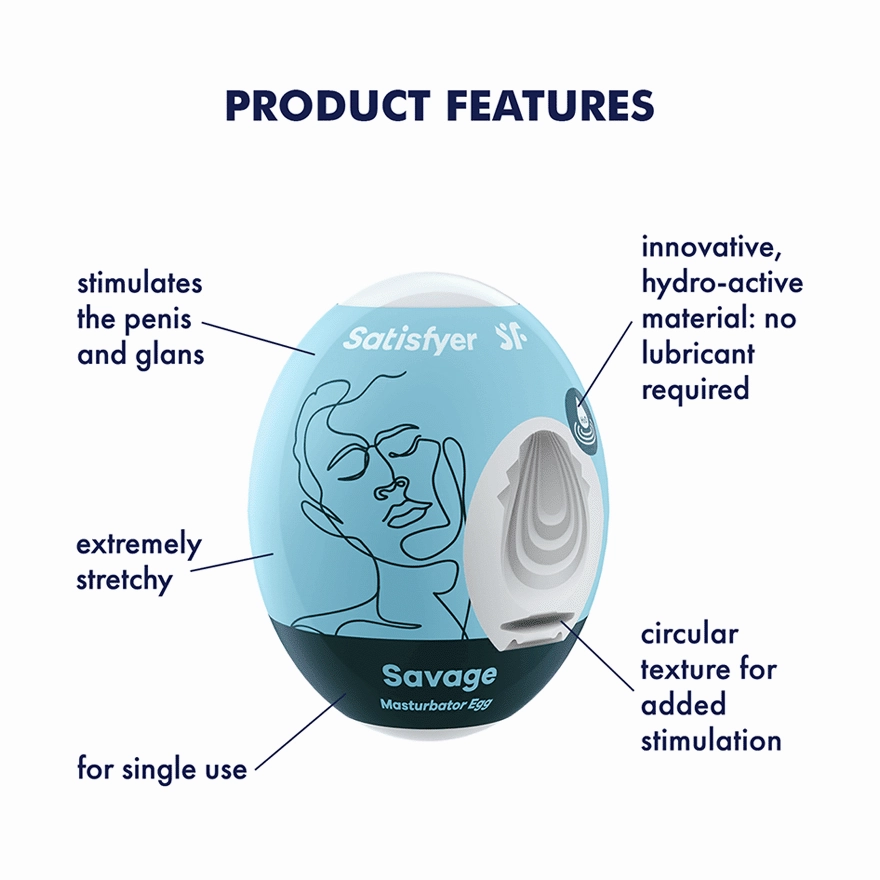 Satisfyer - Savage Masturbator Egg (Blue)