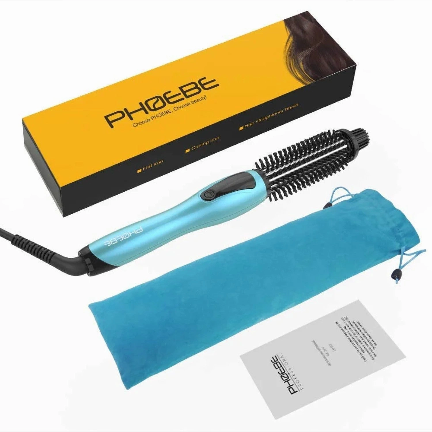 Sea-Maid 1 Inch Curling Iron Thermal Brush Adjustable Temperature for Curls or Waves, Blue - Lightweight