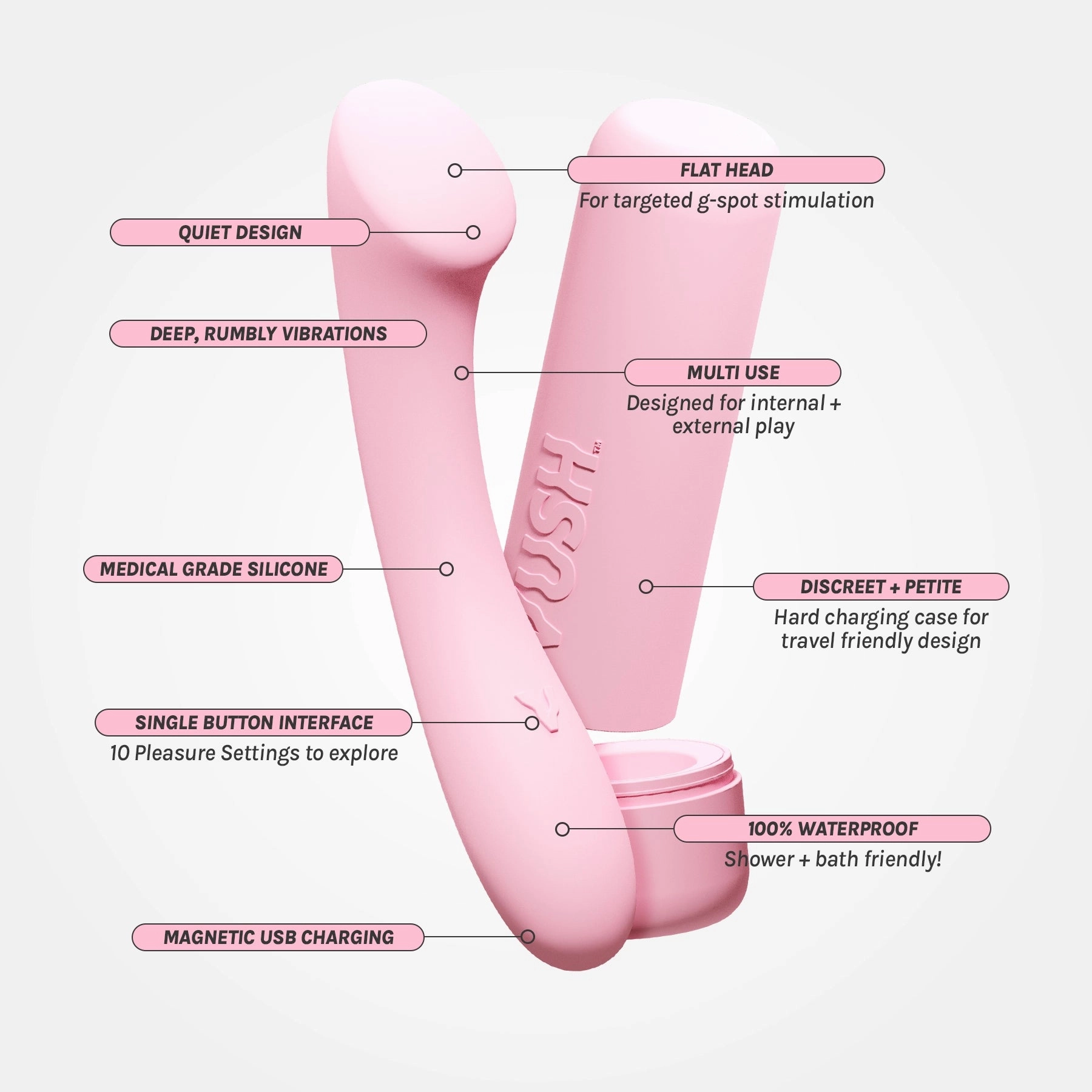 Shine - Compact   Rechargeable Pink G-Spot Vibrator with Travel Case