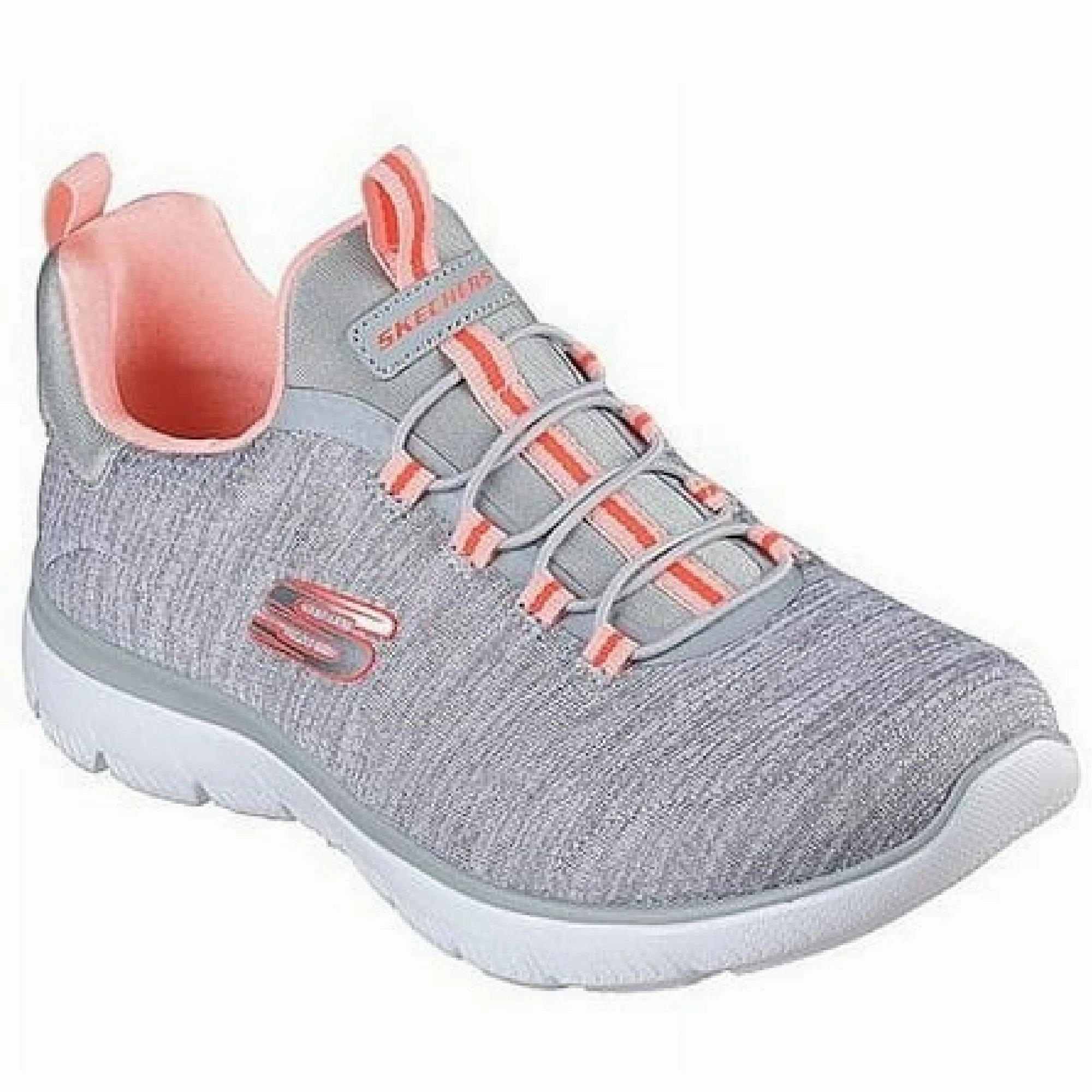 Skechers 150124 Summits Fresh Impression Women's Sneakers, Grey/Coral, Size 11