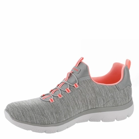 Skechers 150124 Summits Fresh Impression Women's Sneakers, Grey/Coral, Size 11
