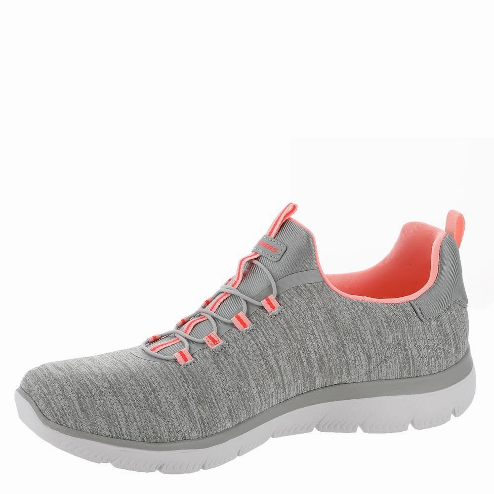 Skechers 150124 Summits Fresh Impression Women's Sneakers, Grey/Coral, Size 11