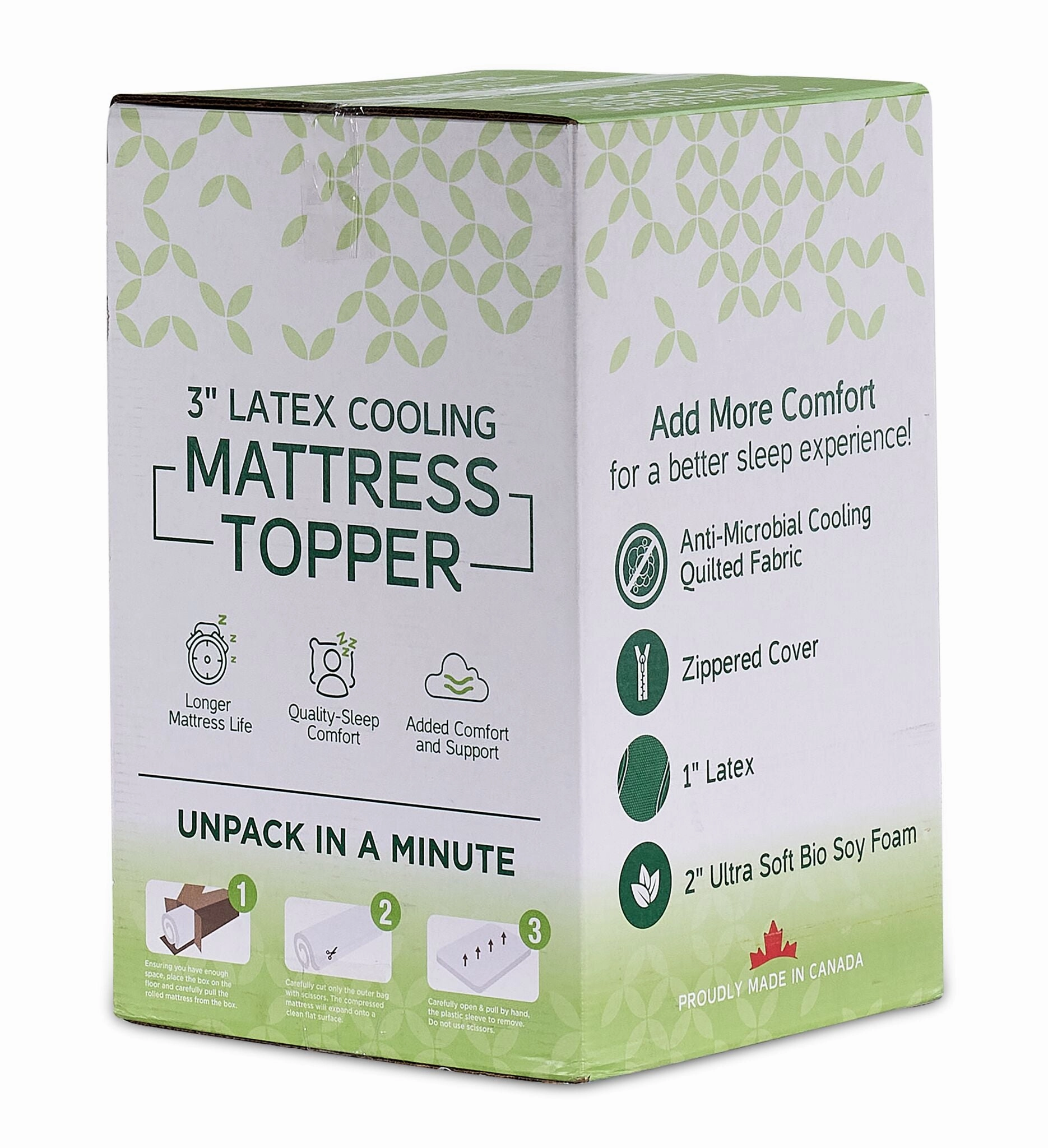 So Sleepy 3" Latex Cooling Queen Mattress Topper