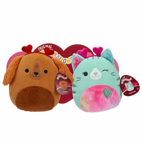 Squishmallows 42544 8 Inch Corinna The Tabby Cat   8 inch Finley The Retriever Valentine Plush, 2-Pack