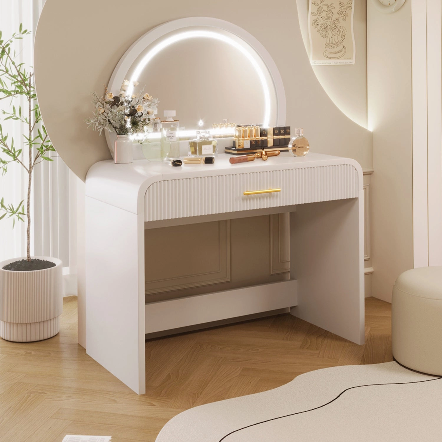 Streamdale 39" Lighted Mirror Vanity Table with Drawer