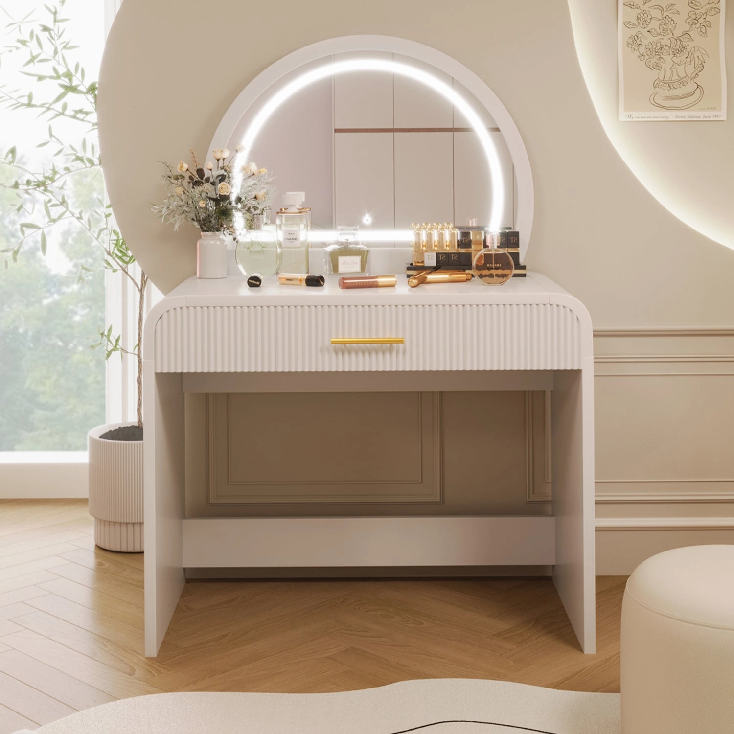Streamdale 39" Lighted Mirror Vanity Table with Drawer