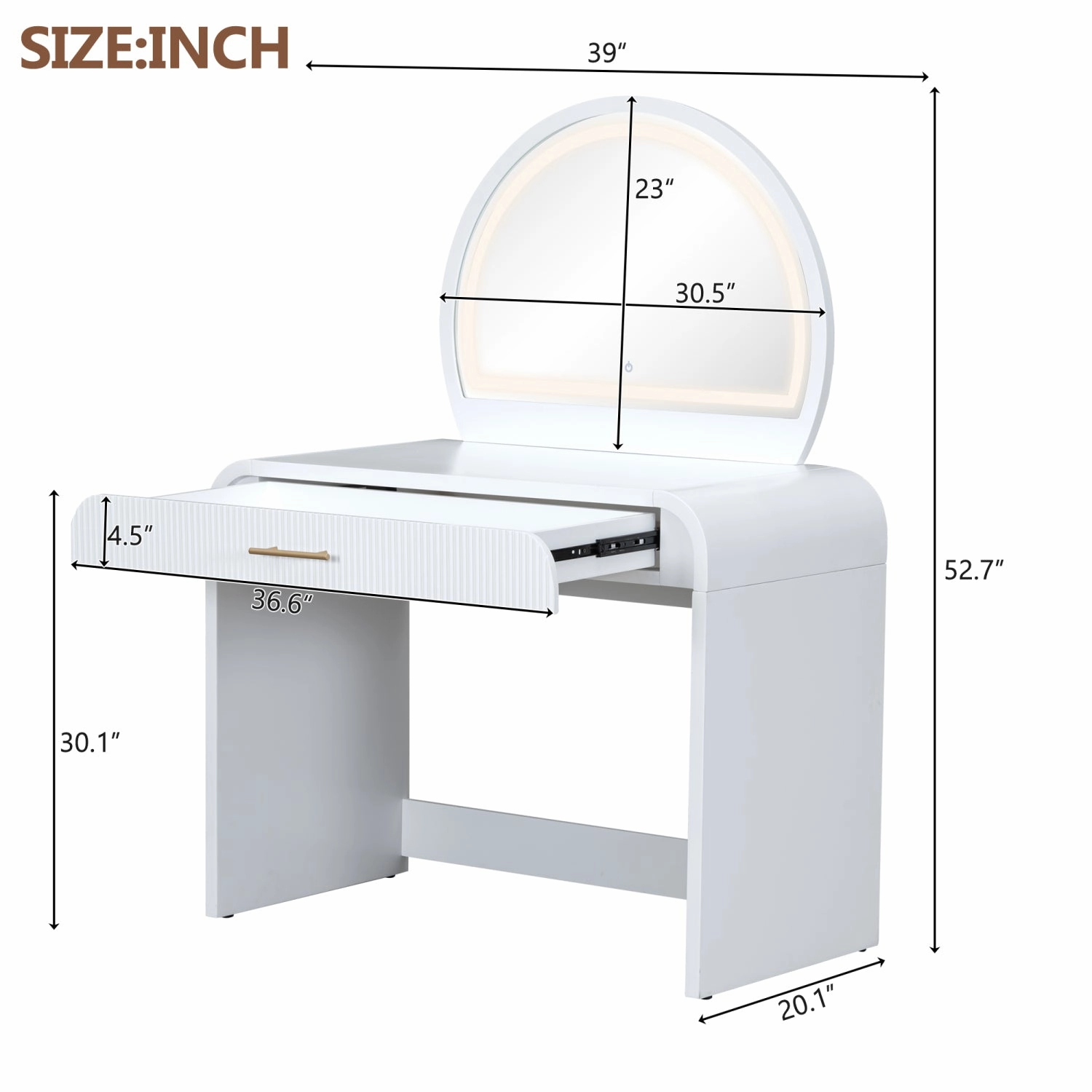 Streamdale 39" Lighted Mirror Vanity Table with Drawer