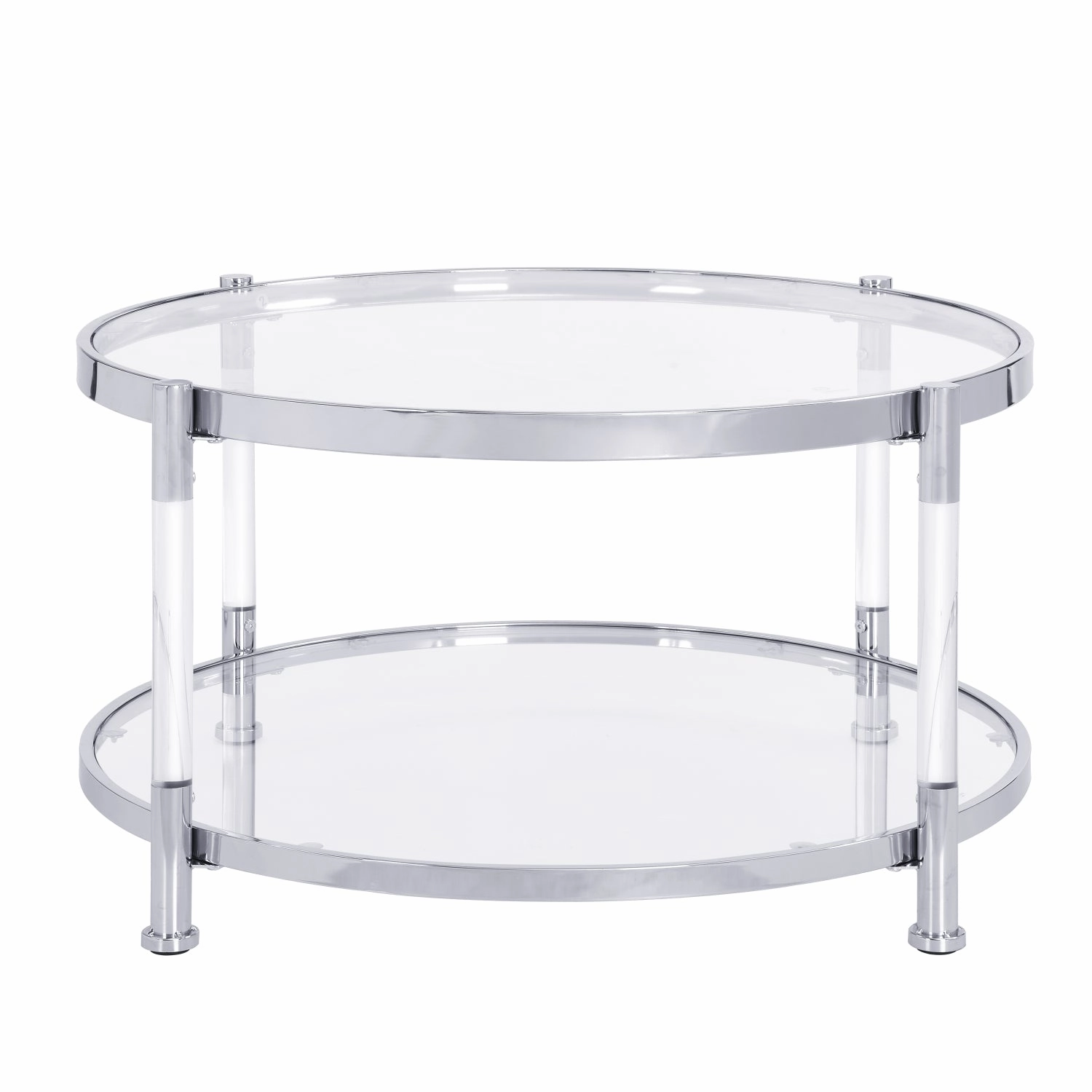 Streamdale Elegant 32.3" Round Glass Coffee Table with Chrome/Silver Base