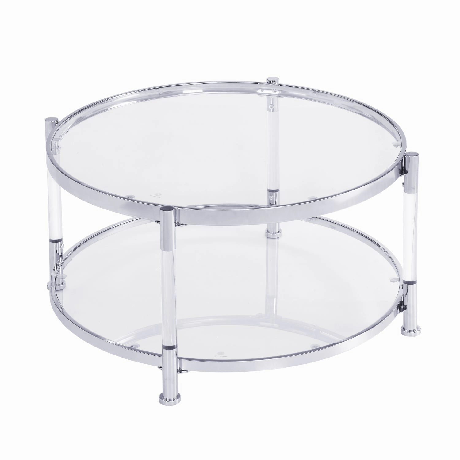 Streamdale Elegant 32.3" Round Glass Coffee Table with Chrome/Silver Base