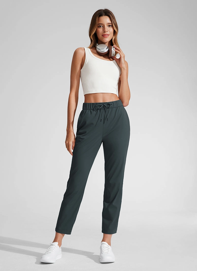 Stretch Drawstring 7/8 Pants with Pockets 27''