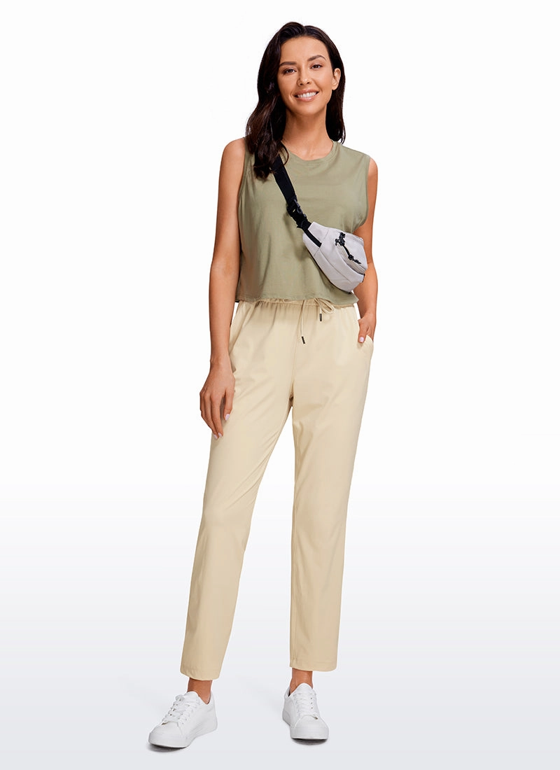 Stretch Drawstring 7/8 Pants with Pockets 27''