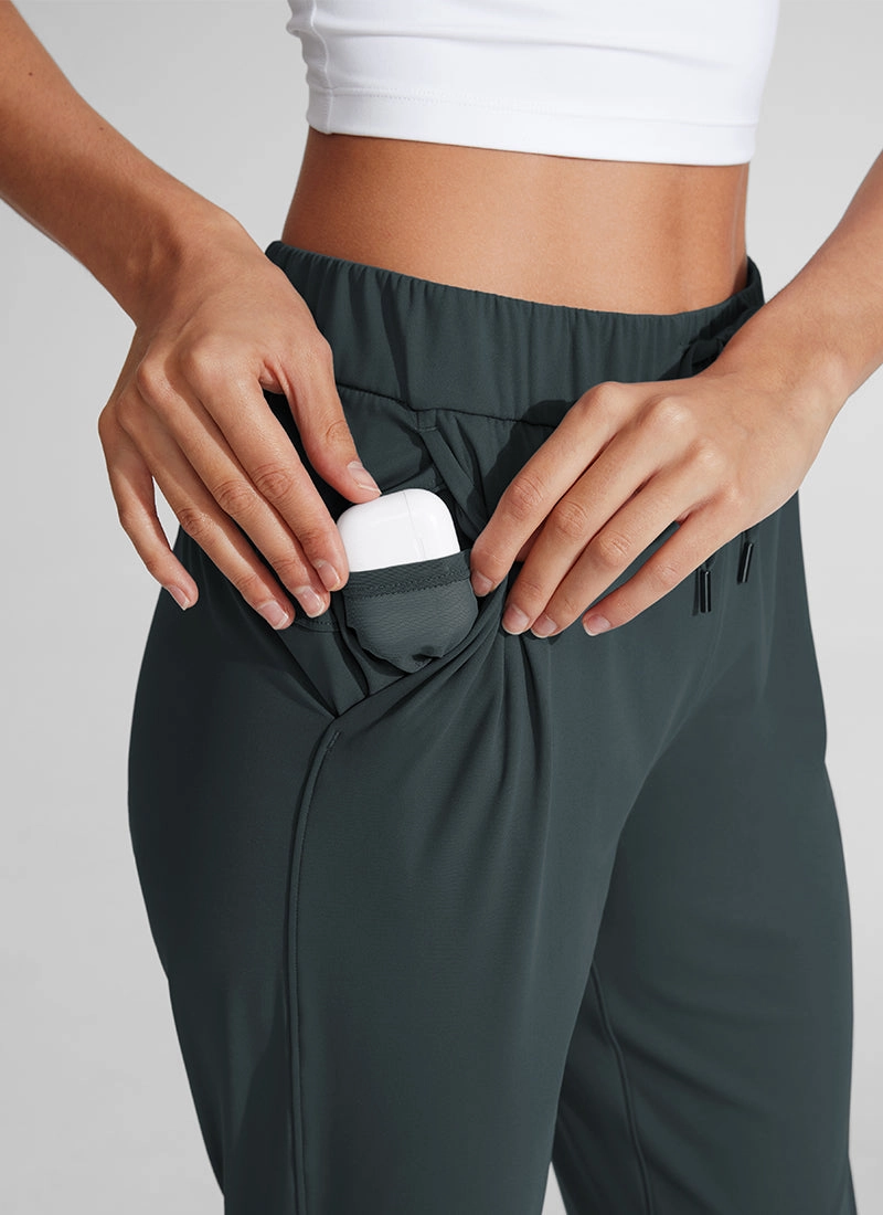 Stretch Drawstring 7/8 Pants with Pockets 27''