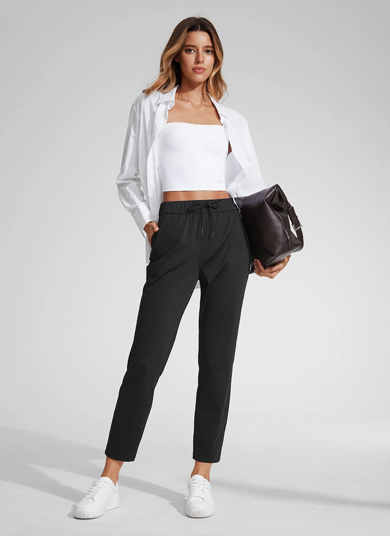 Stretch Drawstring 7/8 Pants with Pockets 27''