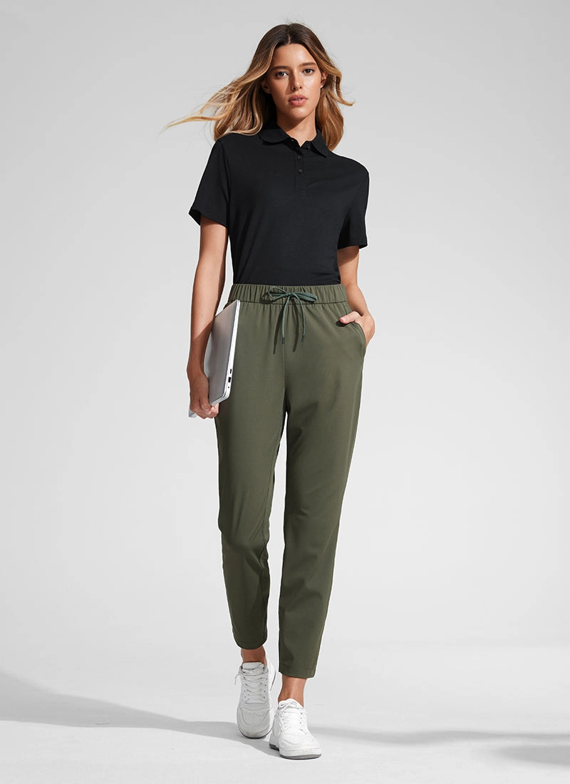 Stretch Drawstring 7/8 Pants with Pockets 27''