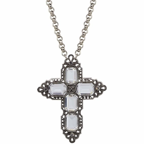 Symbols Of Faith Octagon Stone Cross Pendant Necklace 18"   3" Extender