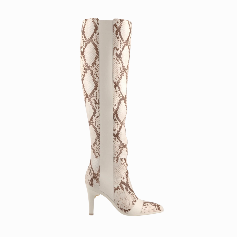 The Knee High Boot - Ivory Snakeskin 4 Stiletto - FINAL SALE