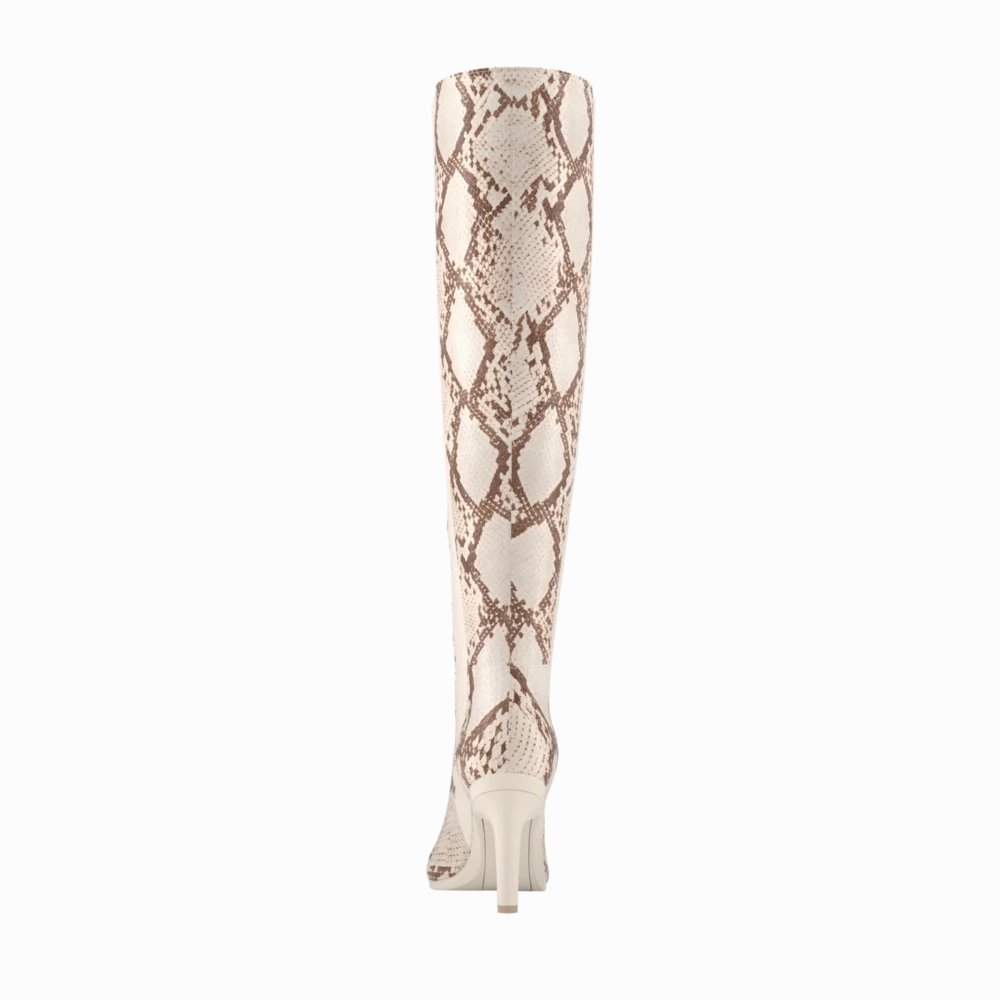 The Knee High Boot - Ivory Snakeskin 4 Stiletto - FINAL SALE