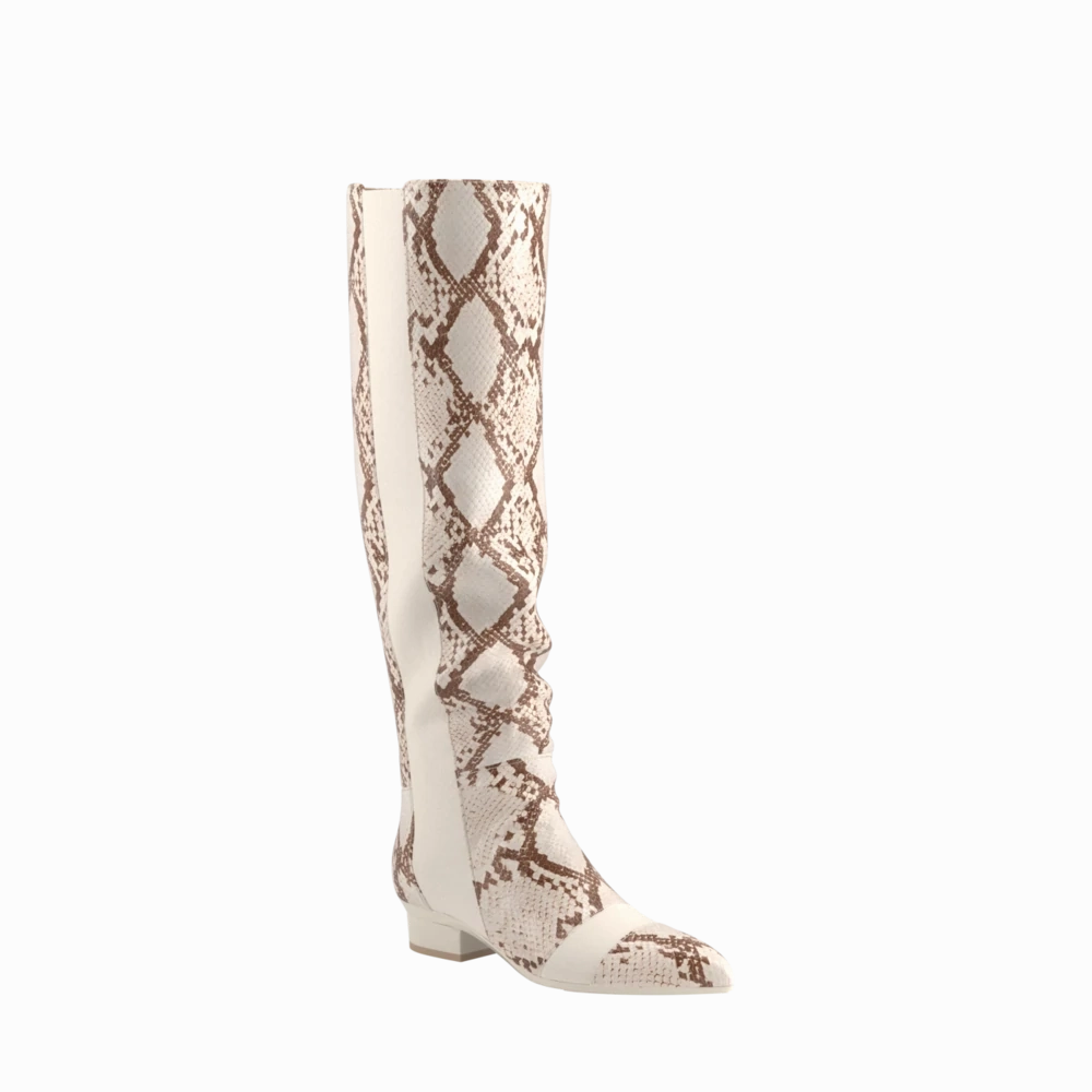 The Knee High Boot - Ivory Snakeskin 4 Stiletto - FINAL SALE
