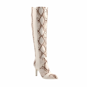 The Knee High Boot - Ivory Snakeskin 4 Stiletto - FINAL SALE
