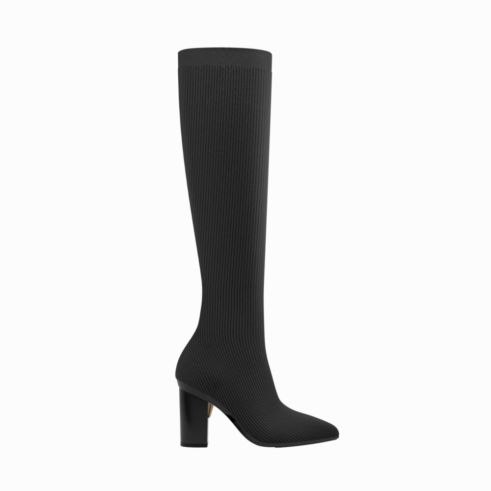 The Knee High Boot Coal Knit   Block Heel Kit 4 Coal - FINAL SALE