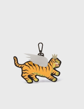 Theo the Tiger - Yellow Leather Keychain