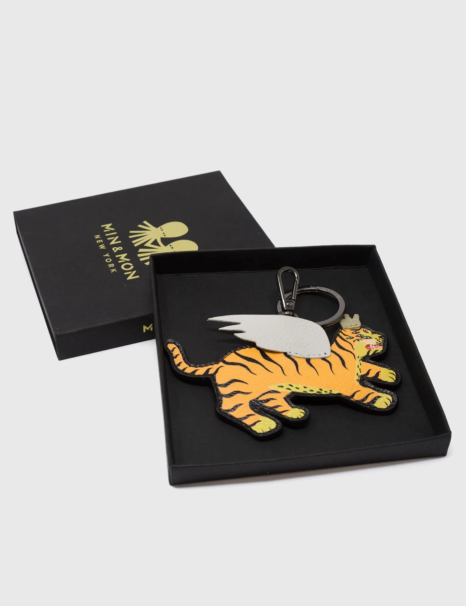 Theo the Tiger - Yellow Leather Keychain