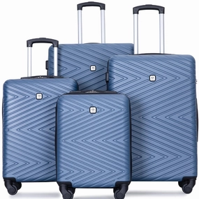 Travelhouse TH2202BL 4 Piece Hardshell Luggage Set Hardside Lightweight Suitcase with TSA Lock Spinner Wheels
