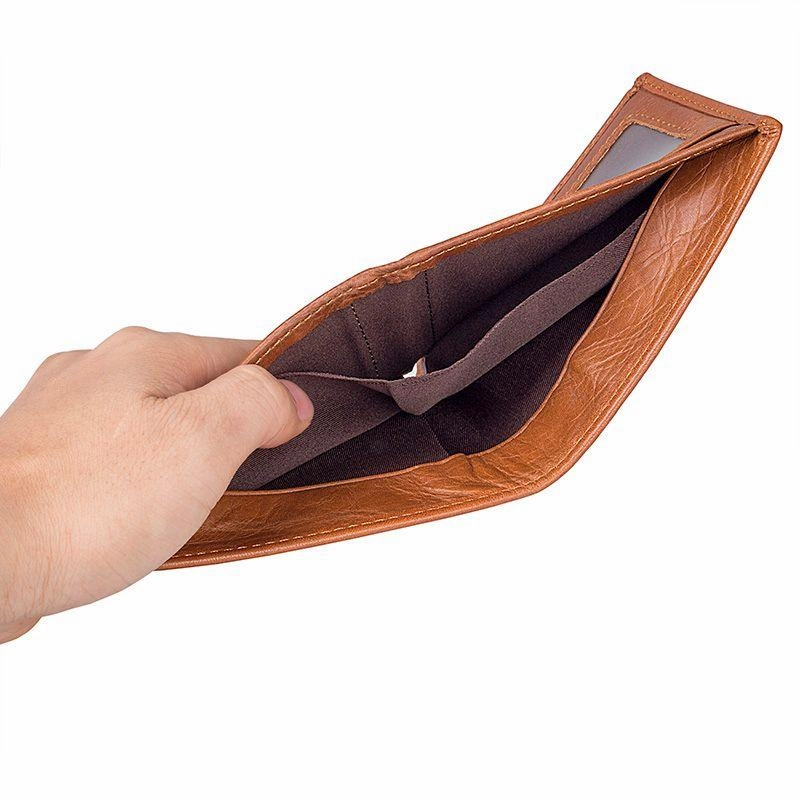 TucciPolo 8161B Bright Brown Leather Simple Design Pocket Wallet for Men