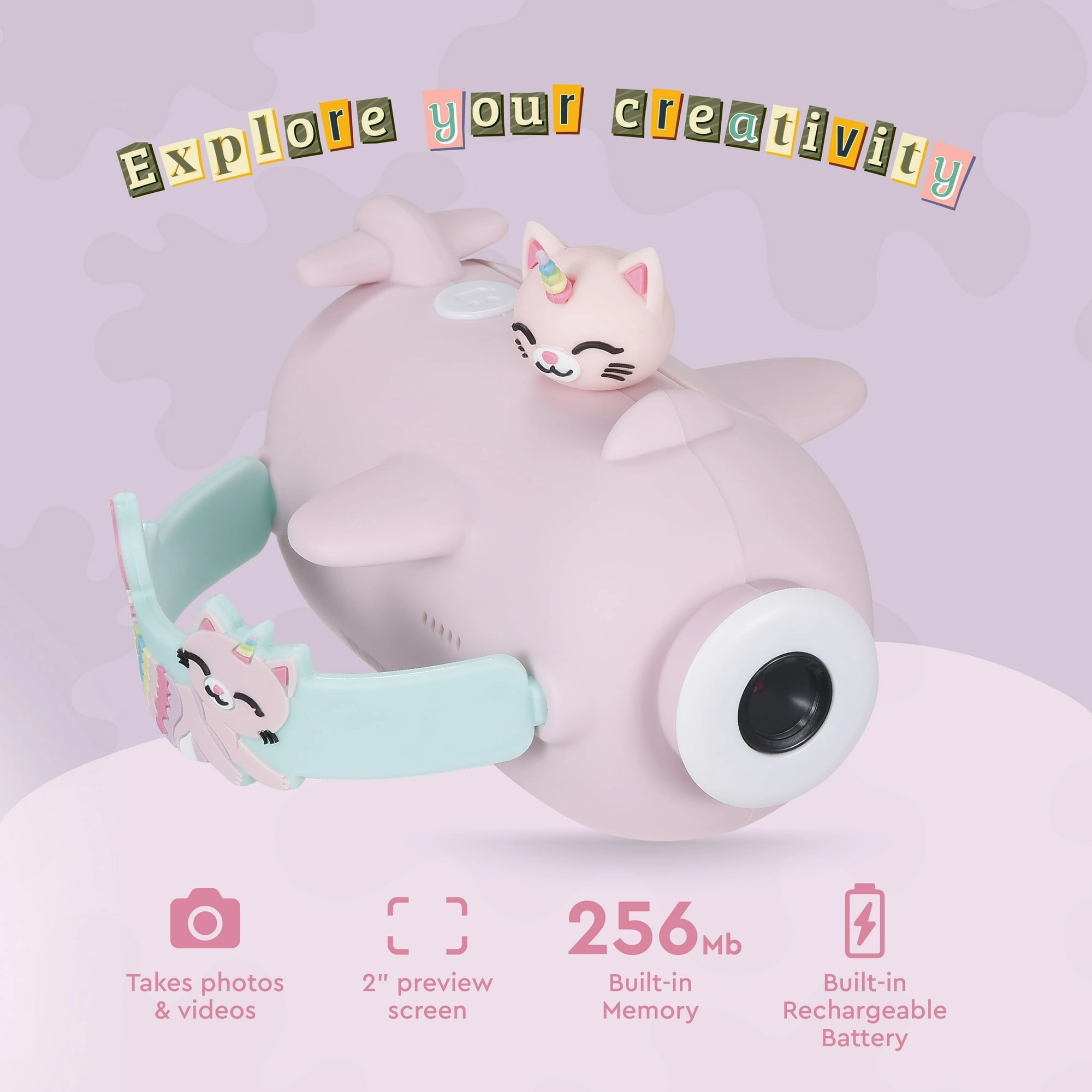 Vivitar 98379A-KTYCRN Kidztech Camcorder for Kids, Pink Kitticorn Digital Video Camera