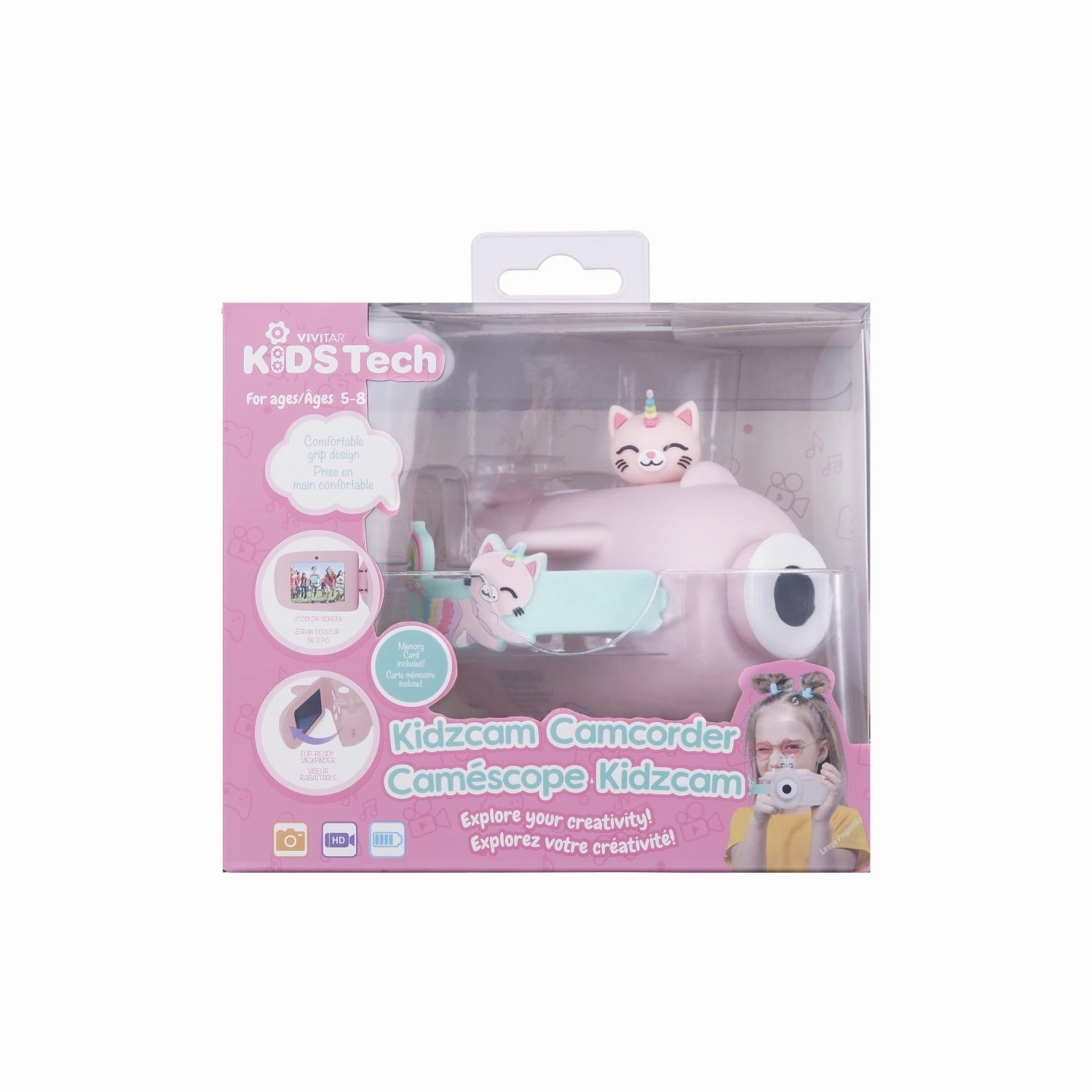 Vivitar 98379A-KTYCRN Kidztech Camcorder for Kids, Pink Kitticorn Digital Video Camera