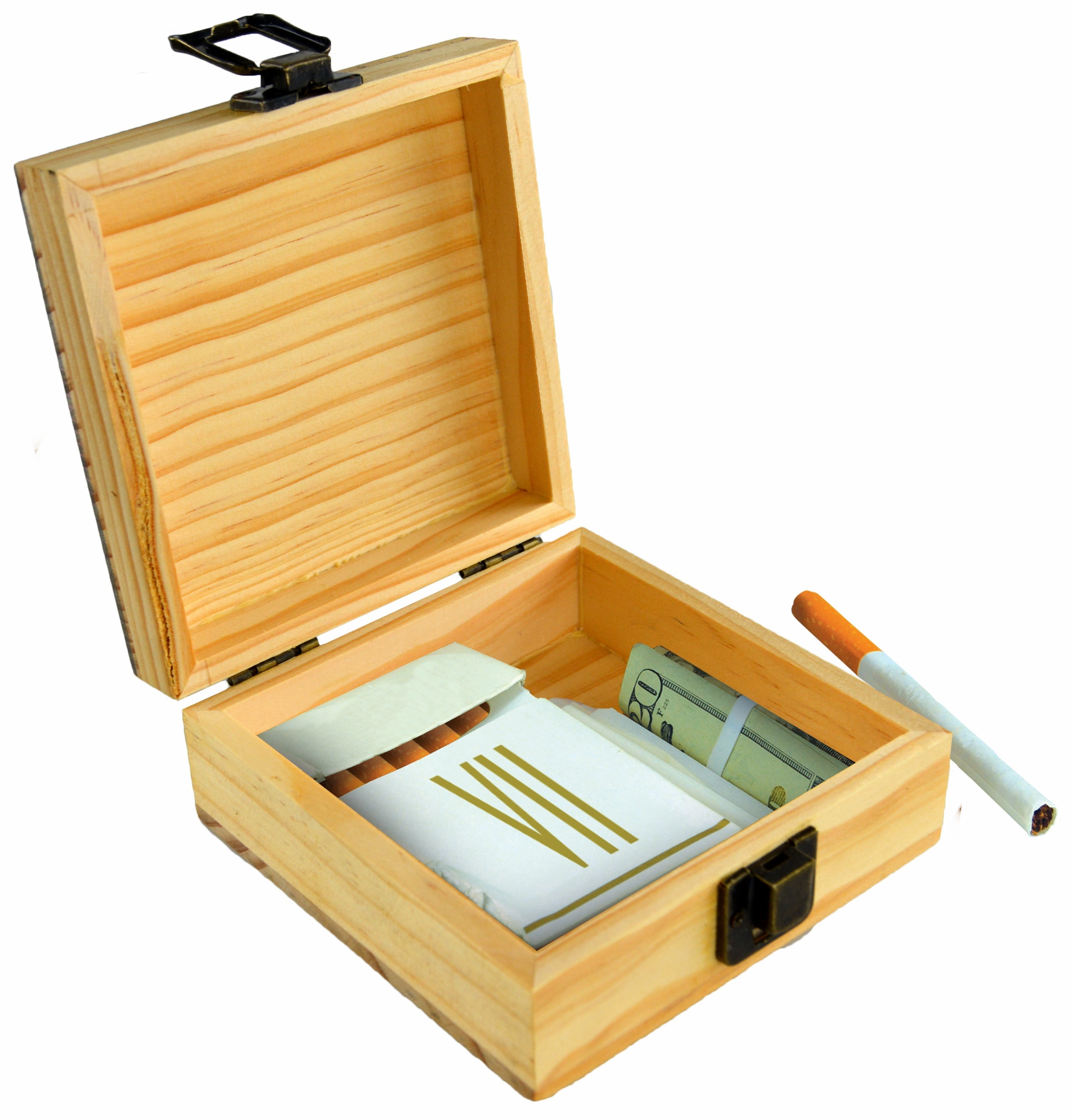 Wood Storage Box with Metal Latch - 6 Pieces Per Retail Ready Display 23224