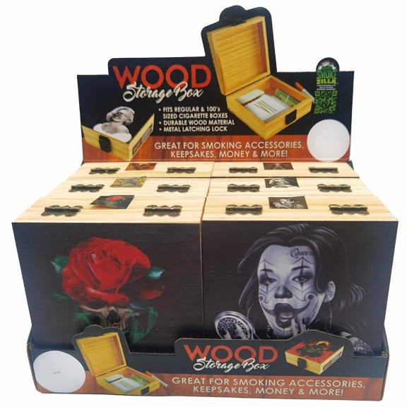Wood Storage Box with Metal Latch - 6 Pieces Per Retail Ready Display 23224