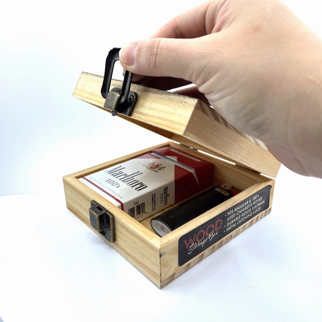 Wood Storage Box with Metal Latch - 6 Pieces Per Retail Ready Display 23224